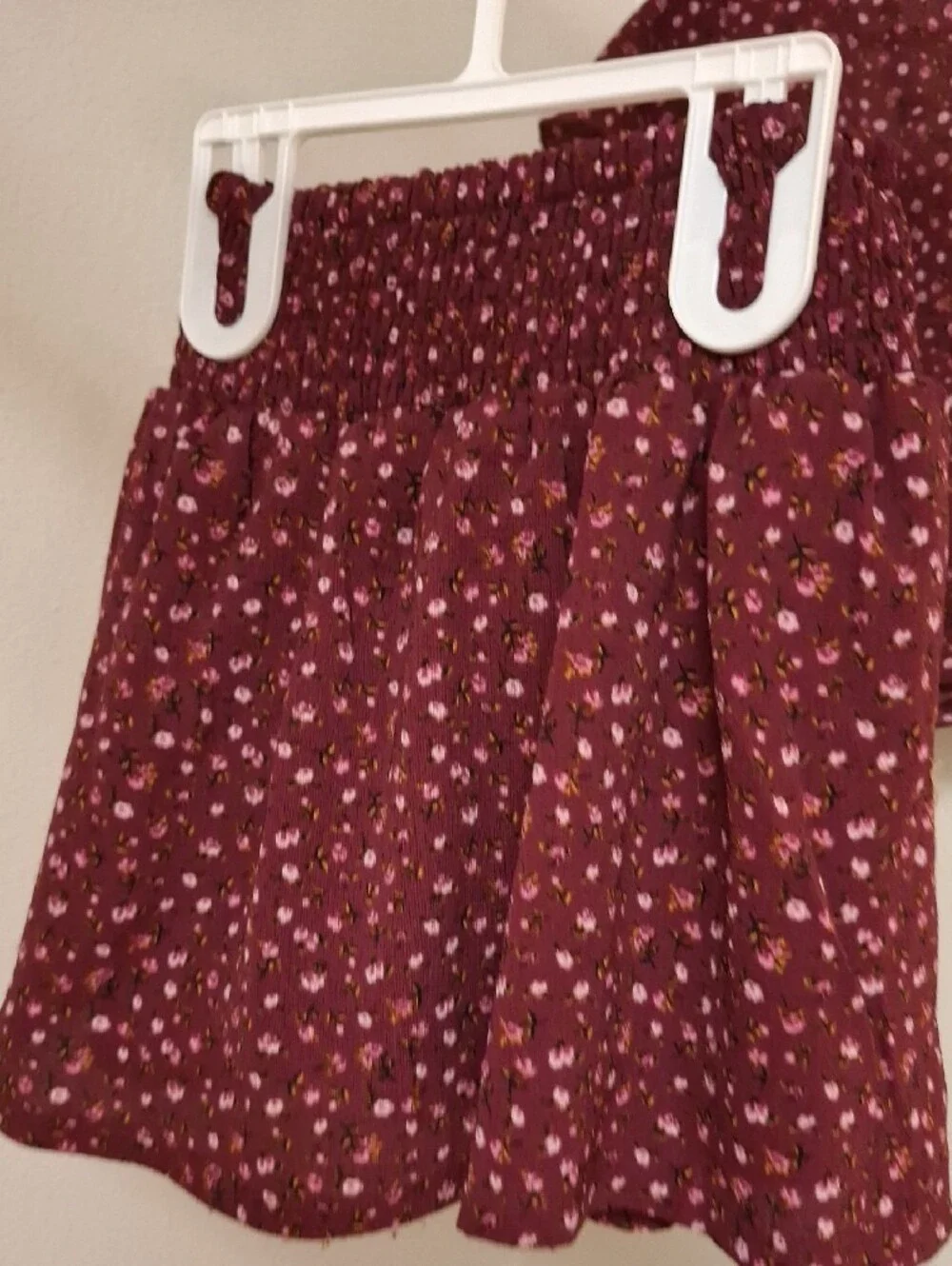 Speechless Burgundy Floral Tie-Front Top & Skort Set